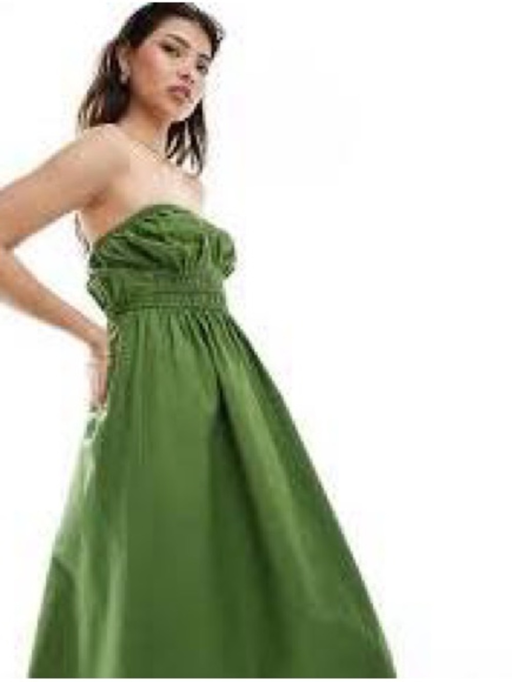 ASOS Ruched Bandeau Midi / Maxi Dress size 6 in Kelly Green